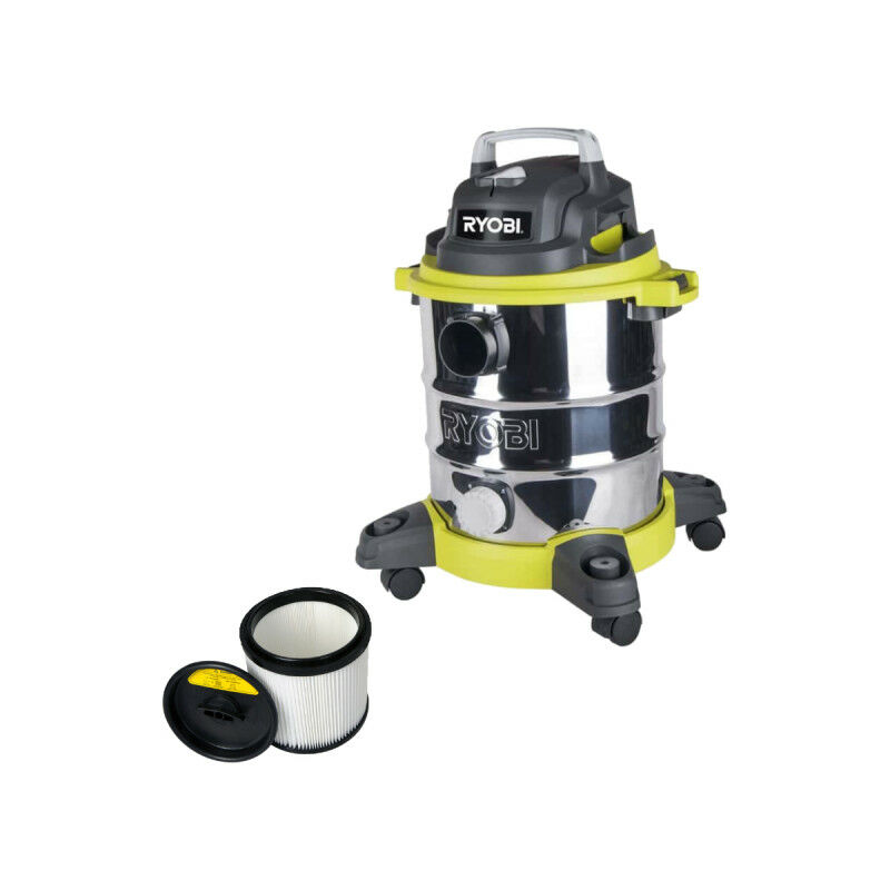 foto del prodotto confezione ryobi aspiratore a umido asciutto rvc 1220i g 1250w 20l filtro di ricambio lavabile rakvacfw2030