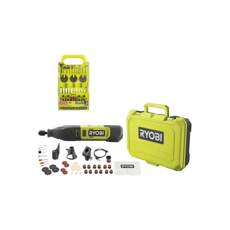 foto del prodotto confezione ryobi mini-multi-tool rrt12-120ba3 35 - 12v - 1 batteria 2.0ah - 1 cavo usb c - 35 accessori - kit di 155 a