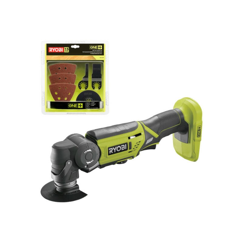 foto del prodotto confezione ryobi multiutensile r18mt 0 18v oneplus senza batteria e caricatore kit legno speciale 15 pezzi rak15mt