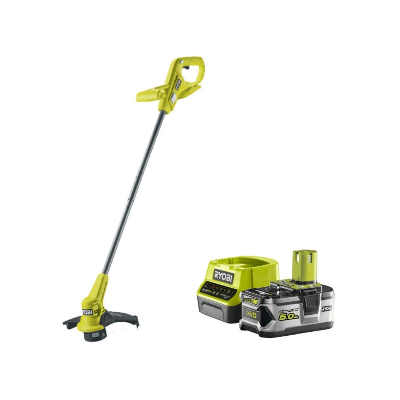 foto del prodotto confezione ryobi tagliabordi - tagliabordi 18v oneplus ry18lt23a-0 - 1 batteria 5.0ah - 1 caricabatterie rapido rc18120-