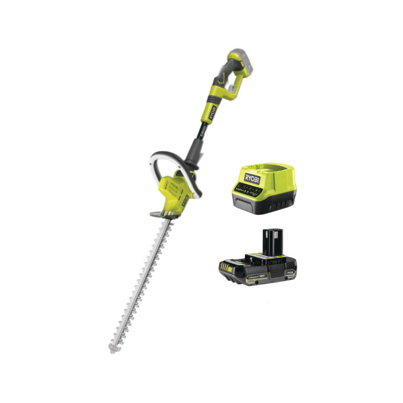 foto del prodotto confezione ryobi tagliasiepi oht1850x 18v oneplus braccio articolato 1 batteria 2.0ah 1 caricatore rapido