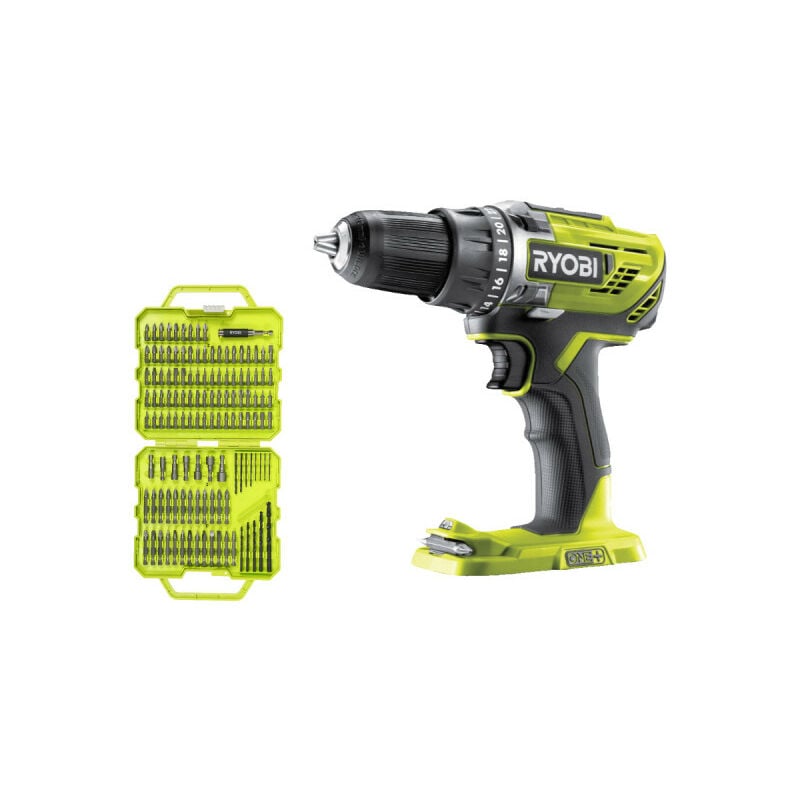 foto del prodotto confezione ryobi trapano avvitatore r18dd3 0 18v oneplus senza batteria e caricatore 127 accessori per forare e av