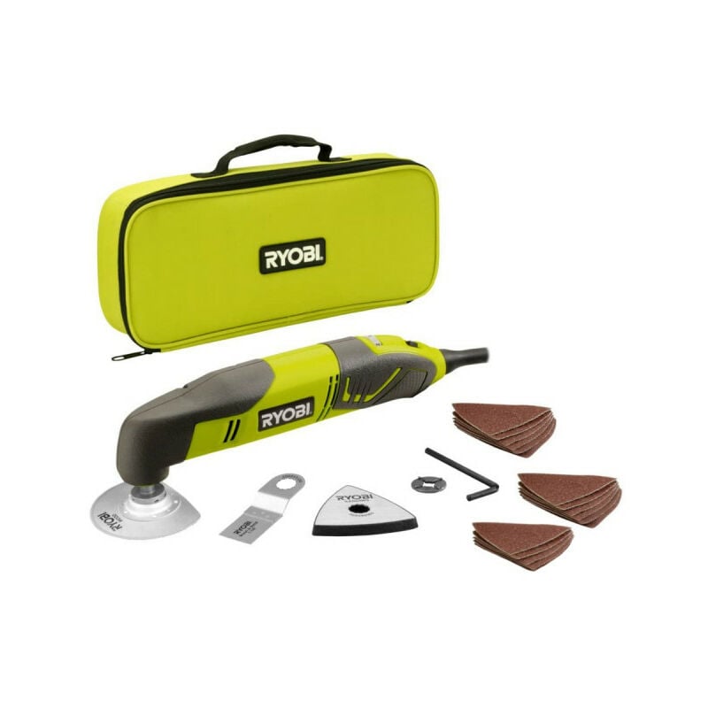 foto del prodotto confezione ryobi utensile multifunzione rmt200 s 200w 10 triangoli abrasivi rak10mt