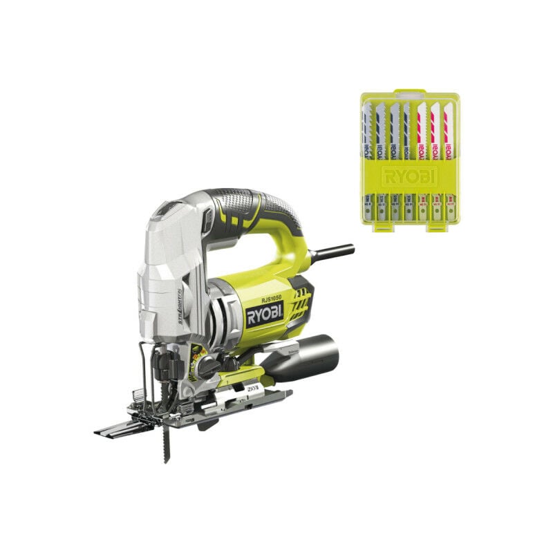 foto del prodotto confezione seghetto alternativo ryobi 680 w 105 mm 10 lame legno plastica bi metallo 102 mm rak10jsb