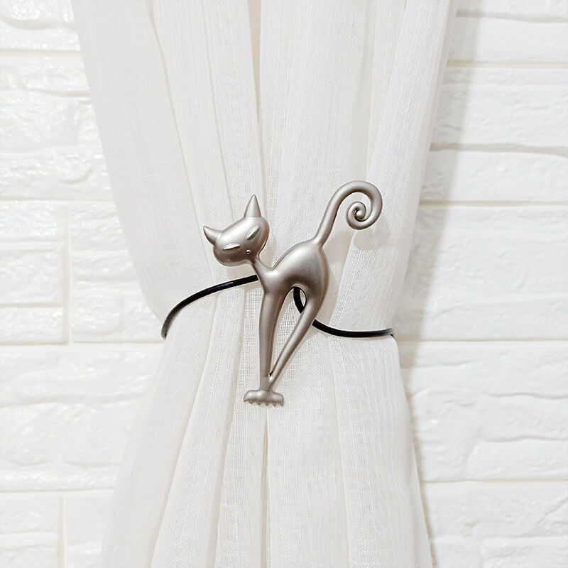 foto del prodotto confezioni di fermatende magnetici per tende, fermatende magnetici, fibbia per tende, bellissimo motivo a gatto, fermatende, accessori per tende per