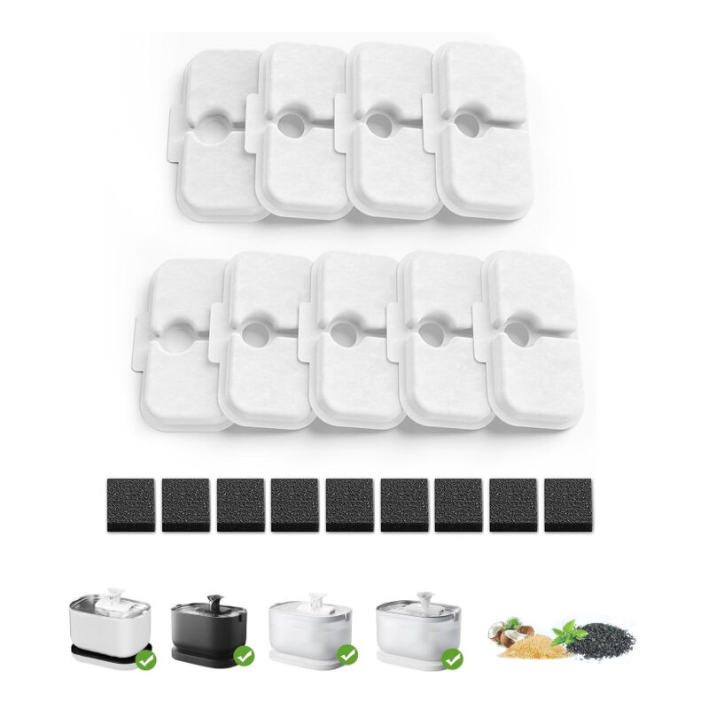 foto del prodotto confezioni di filtri di ricambio per fontanella per gatti con spugne prefiltro compatibili con fontanella petlibro da 2,5 l plwf005 plwf115