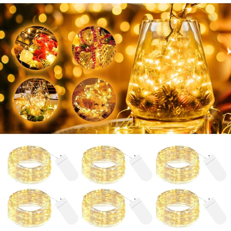 foto del prodotto confezioni di luci a led con batteria, piccole luci da fata da 2 m, 20 led, filo d argento, mini, a batteria, micro filo, impermeabili, per