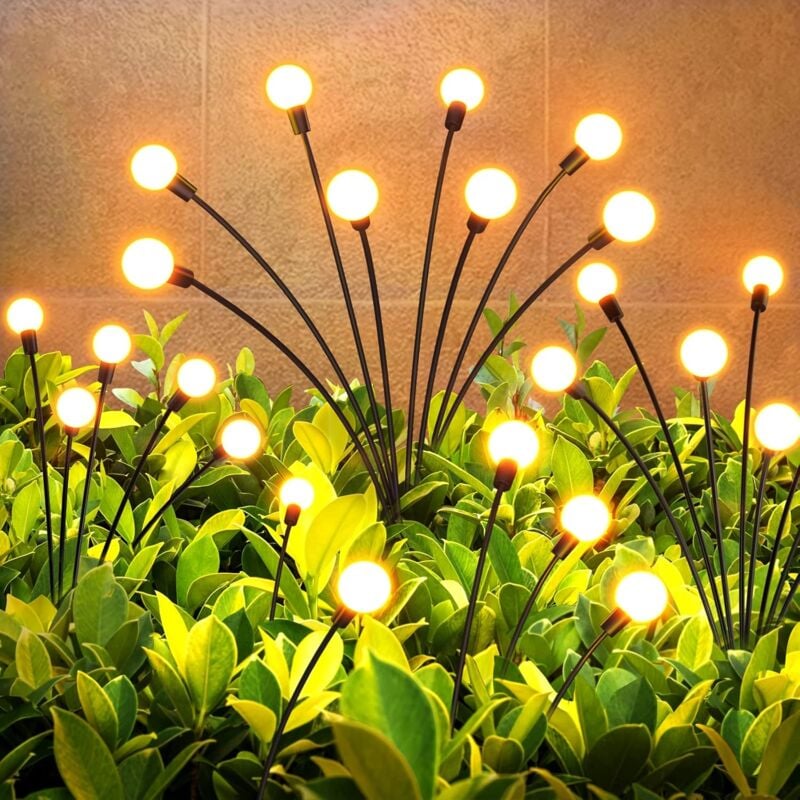 foto del prodotto confezioni di luci solari da giardino per esterni, 8 luci a led solari firefly per esterni, luci decorative ip65 impermeabili solari firefly per