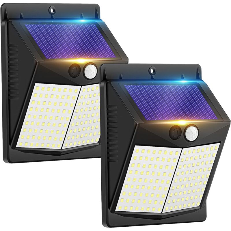 foto del prodotto confezioni di luci solari per esterni con sensore di movimento 3 modalit luci solari impermeabili, luce da parete di sicurezza wireless per