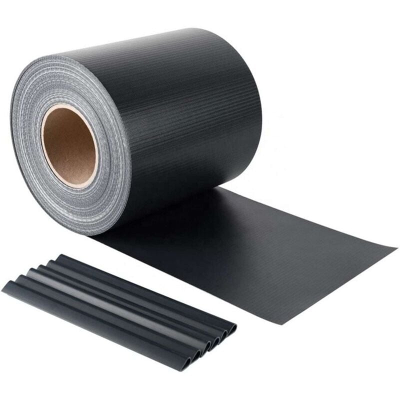 foto del prodotto confine - striscia frangivista in pvc antracite 19x35 mt per cancello e recinzione