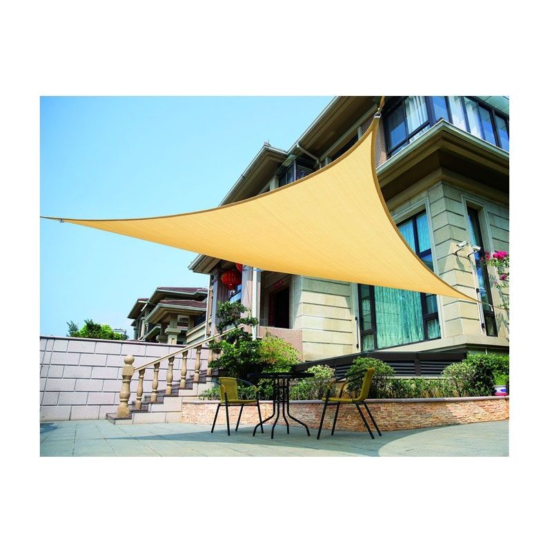 foto del prodotto confine tenda vela parasole ombra ombreggiante triangolare 3,6x3,6x3,6mt in hdpe beige
