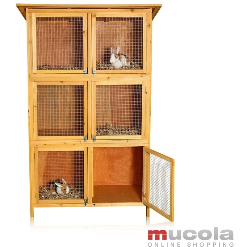 foto del prodotto conigliera a corsa libera aperta recinzione aperta in legno