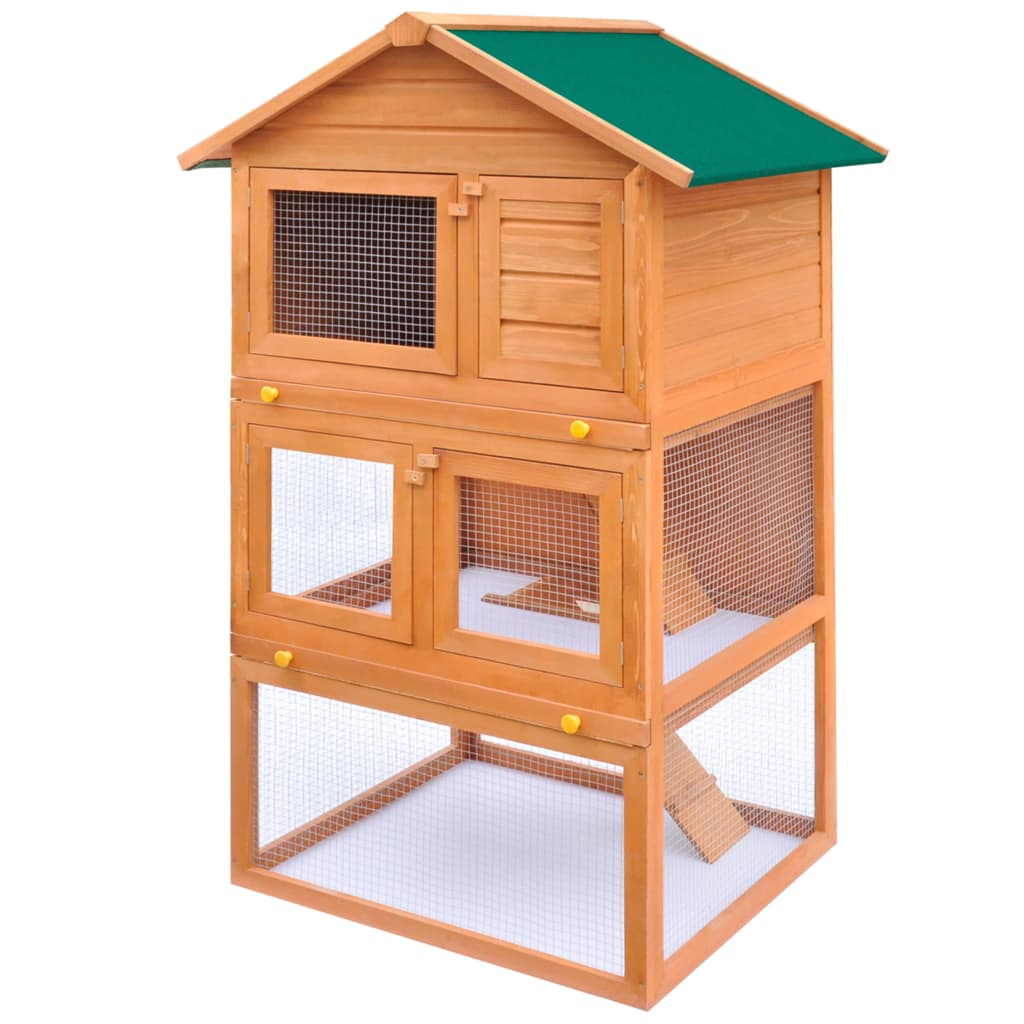 foto del prodotto conigliera all aperto gabbia animali piccoli a 3 livelli legno