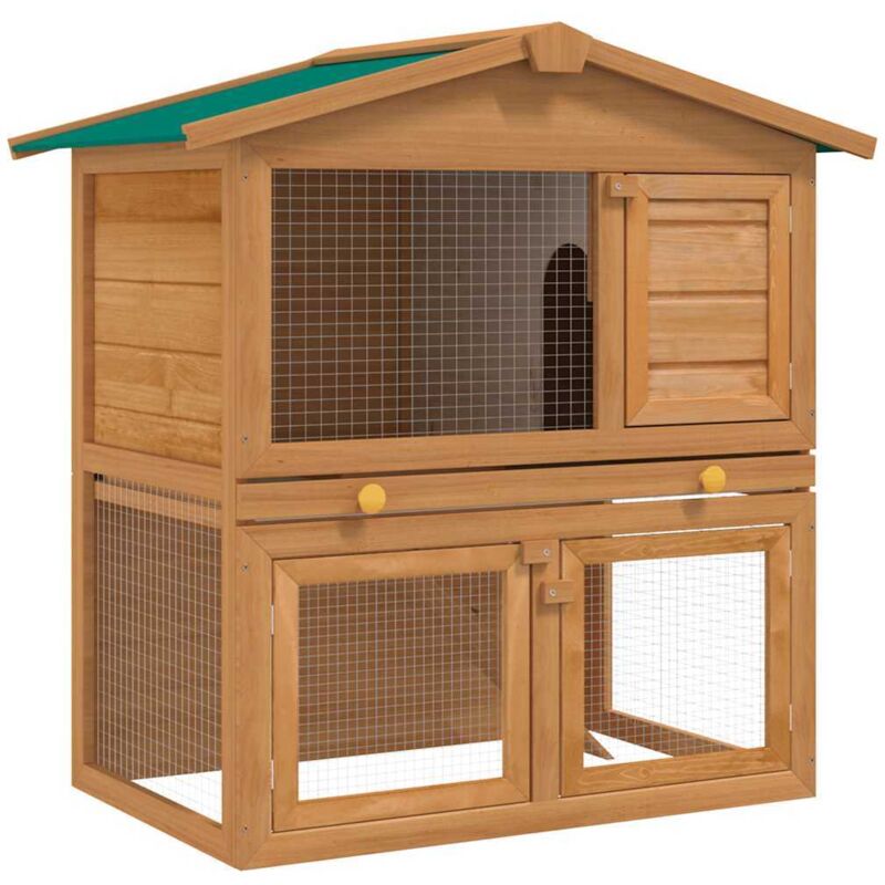 foto del prodotto conigliera all aperto gabbia piccoli animali 3 porte legno vidaxl