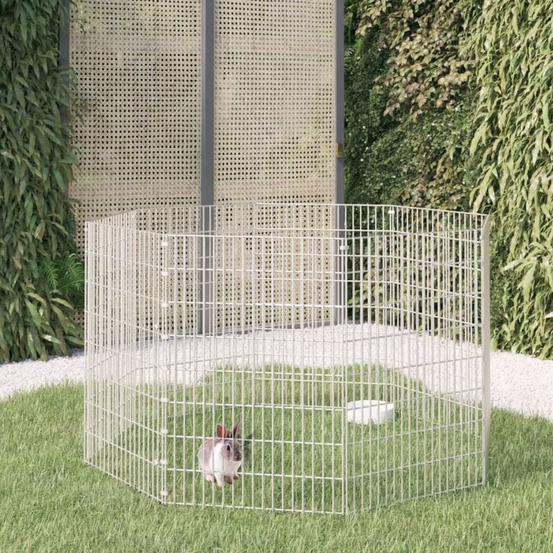 foto del prodotto conigliera con pannelli in ferro zincato argento da esterno varie dimensioni dimensioni 54 x 80 cm