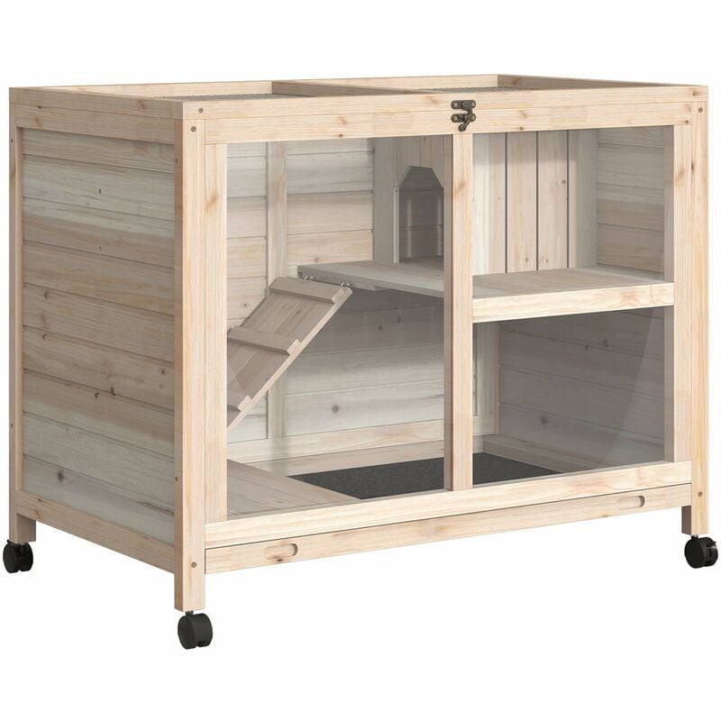 foto del prodotto conigliera gabbia per conigli 91,5x53,3x73 cm 2 piani in legno