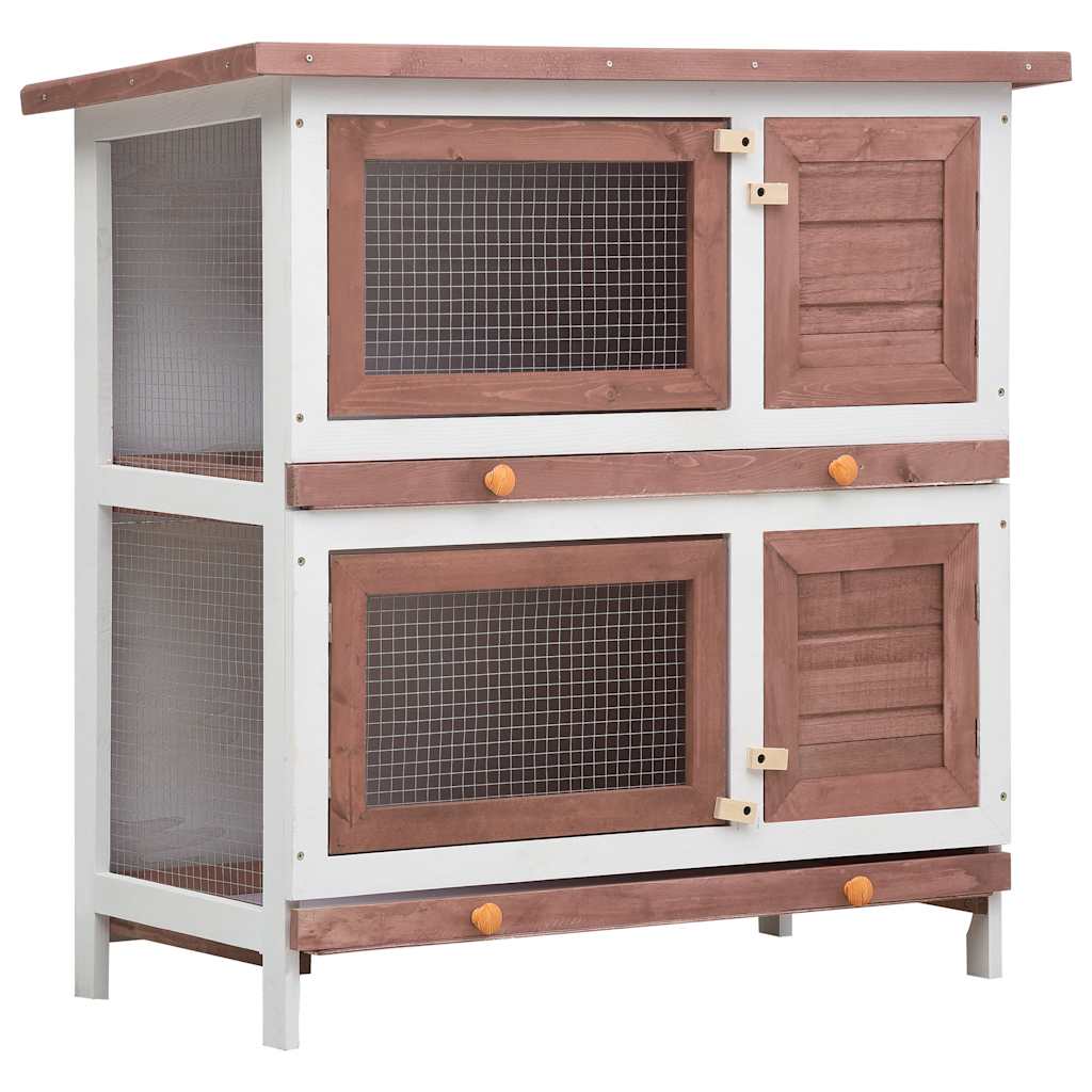 foto del prodotto conigliera per esterni con 4 porte marrone in legno cod mxl 53808