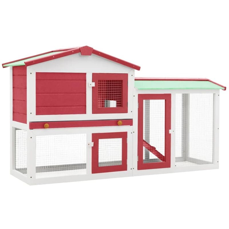 immagine 0 del prodotto conigliera per esterni grande rossa e bianca 145x45x84 cm legno vidaxl