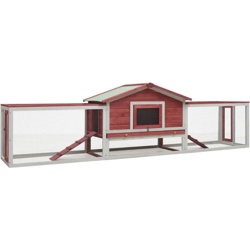 foto del prodotto conigliera rossa 310x70x87 cm in legno massello di pino e abete vidaxl
