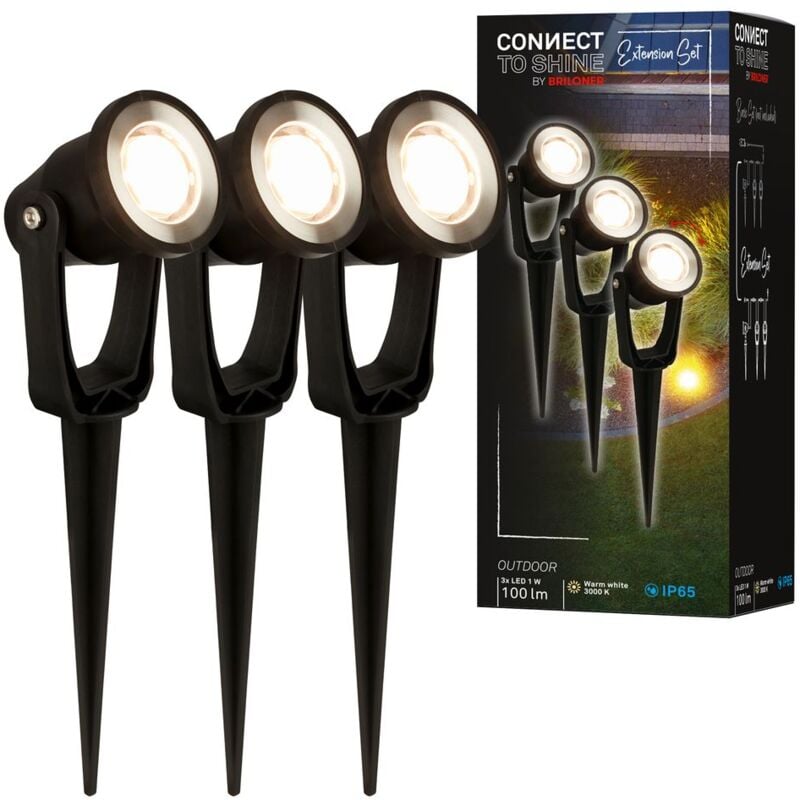 foto del prodotto connect to shine set di espansione lilis con set di 3 faretti da giardino a led, ip65