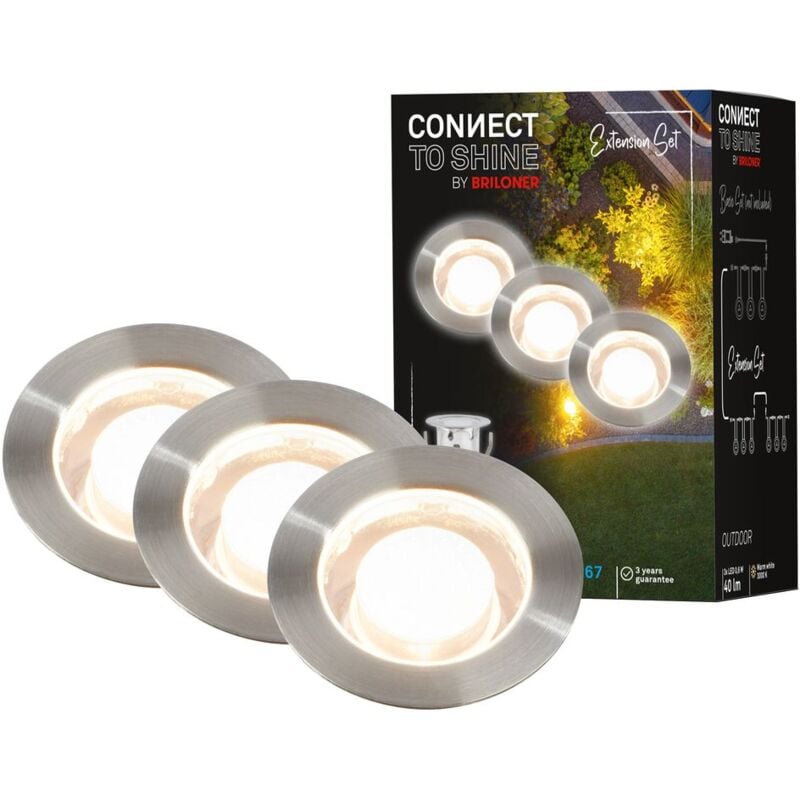 foto del prodotto connect to shine set di espansione padouk con set di 3 faretti da incasso a led, ip67
