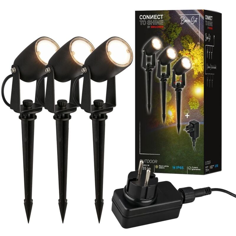 foto del prodotto connect to shine set iniziale iris con set di 3 luci led da esterno, ip65