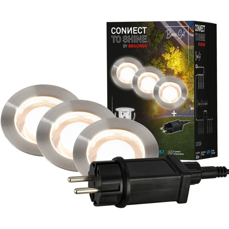 foto del prodotto connect to shine starter kit kebony con set di 3 faretti da incasso a led, ip67