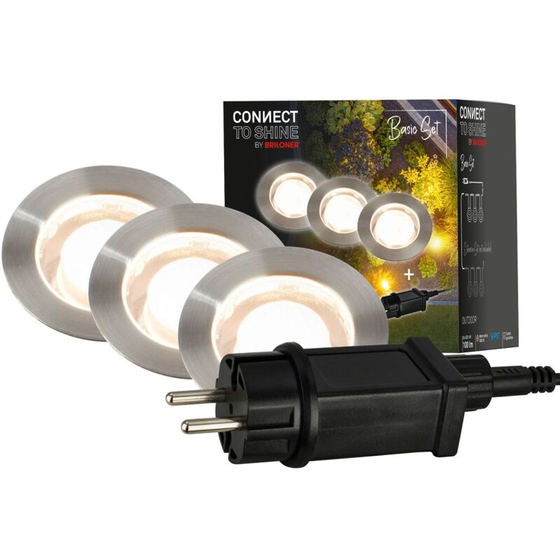foto del prodotto connect to shine starter kit tilia con set di 3 faretti da incasso a led, ip67