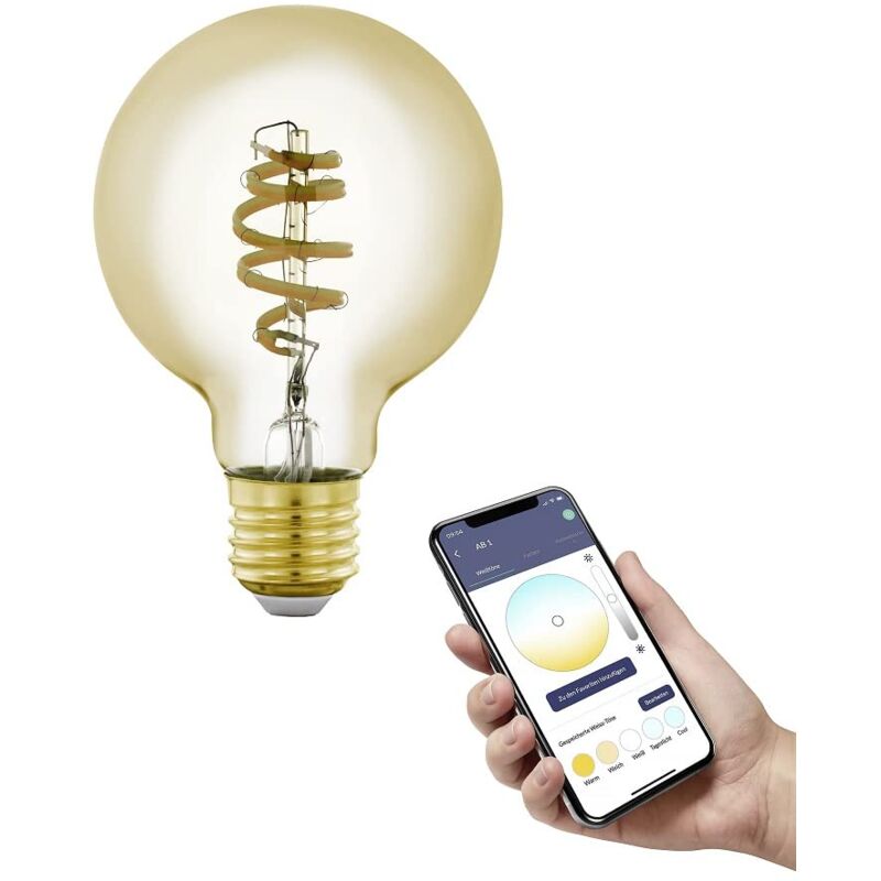 foto del prodotto connect.z smart home lampadina led e27, design vintage, g80, zigbee, app e controllo vocale, dimmerabile, colore della luce regolabile, 360 lumen, 5