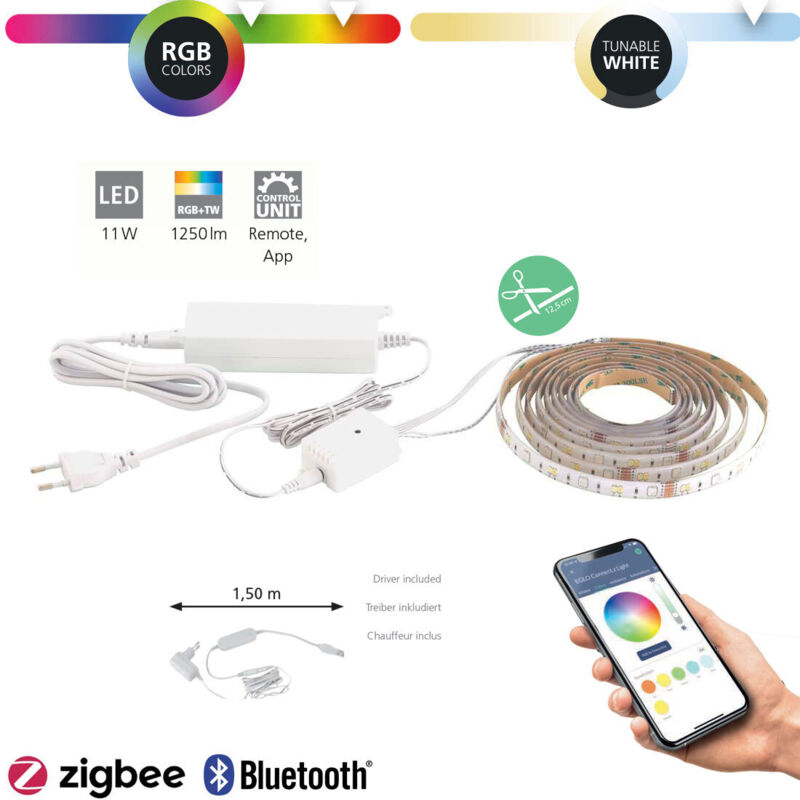 foto del prodotto connect.z smart home striscia led stripe-z 5 m, zigbee, app e controllo vocale, colore della luce regolabile, dimmerabile, autoadesiva, può essere