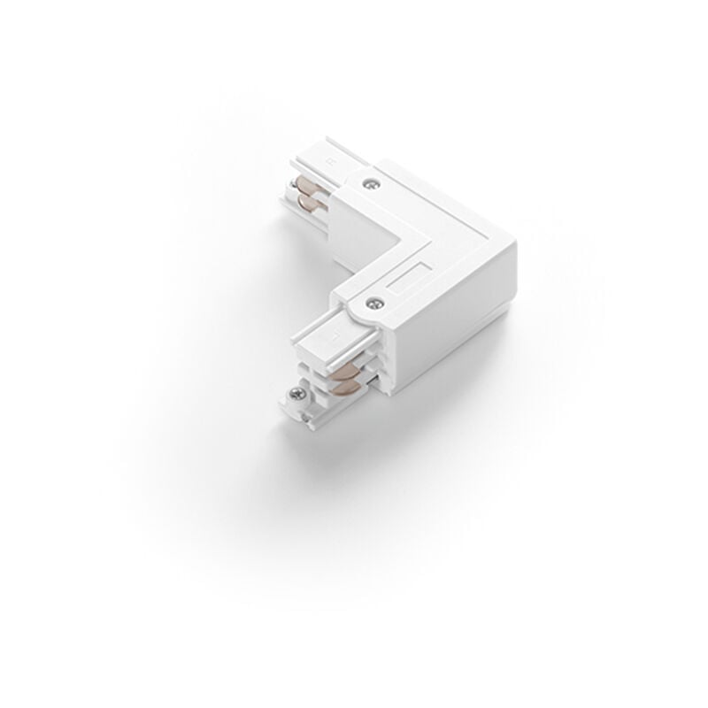 foto del prodotto connettore a l destra per sistema binario, colore bianco opaco