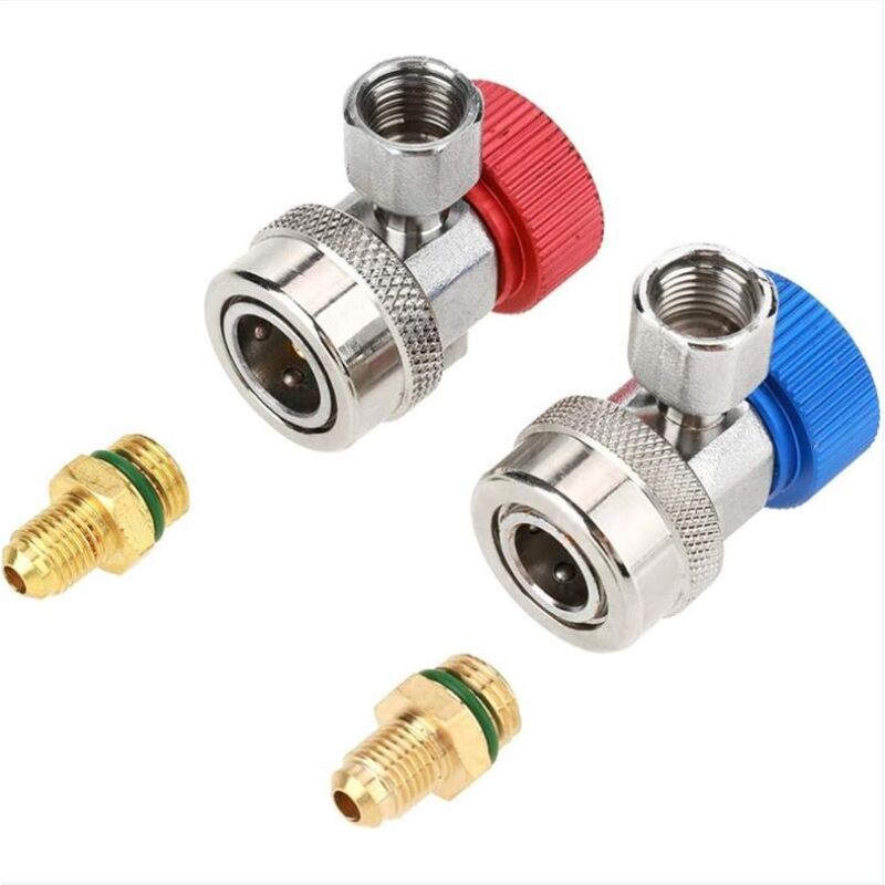 foto del prodotto connettore a sgancio rapido, adattatore per giunto rapido aria condizionata r134 a c basso alto con tappo, per prevenire lesioni e perdite di