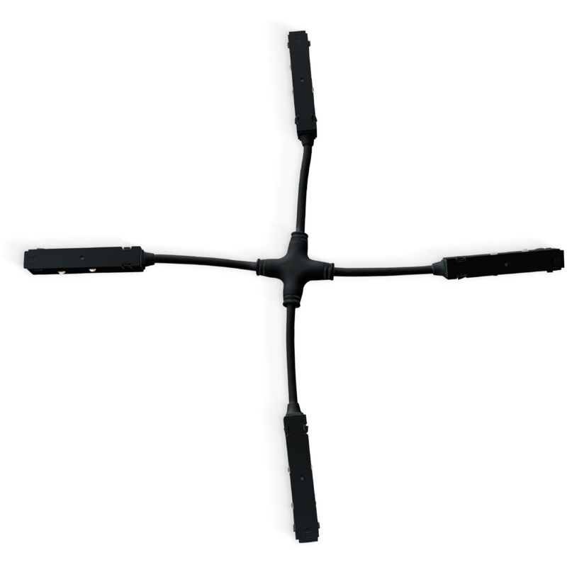 foto del prodotto connettore a x per binario magnetico 20mm nero