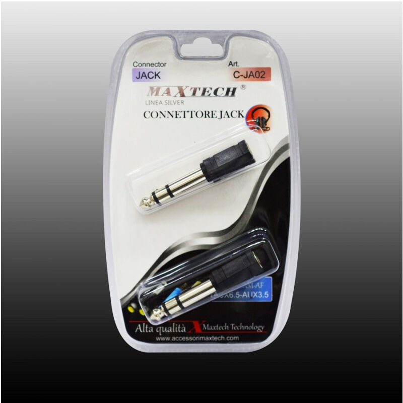 foto del prodotto connettore adattatore jack cuffia microfono aux6.5mm 3.5mm stereo c ja02 maxtech