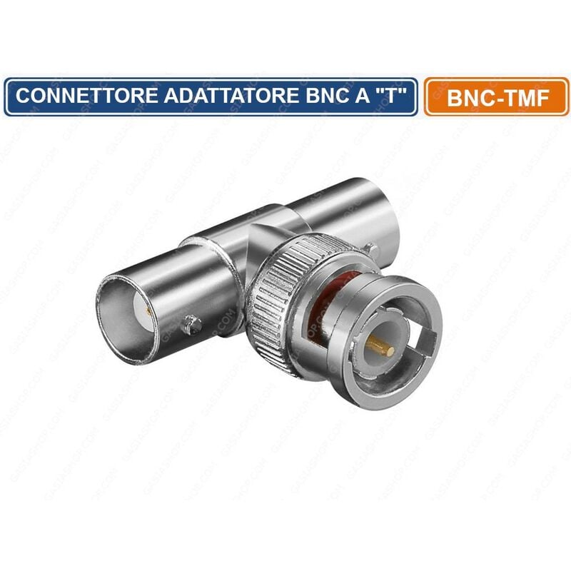 foto del prodotto connettore adattatore sdoppiatore bnc a t 1 maschio 2 femmine cctv dvr