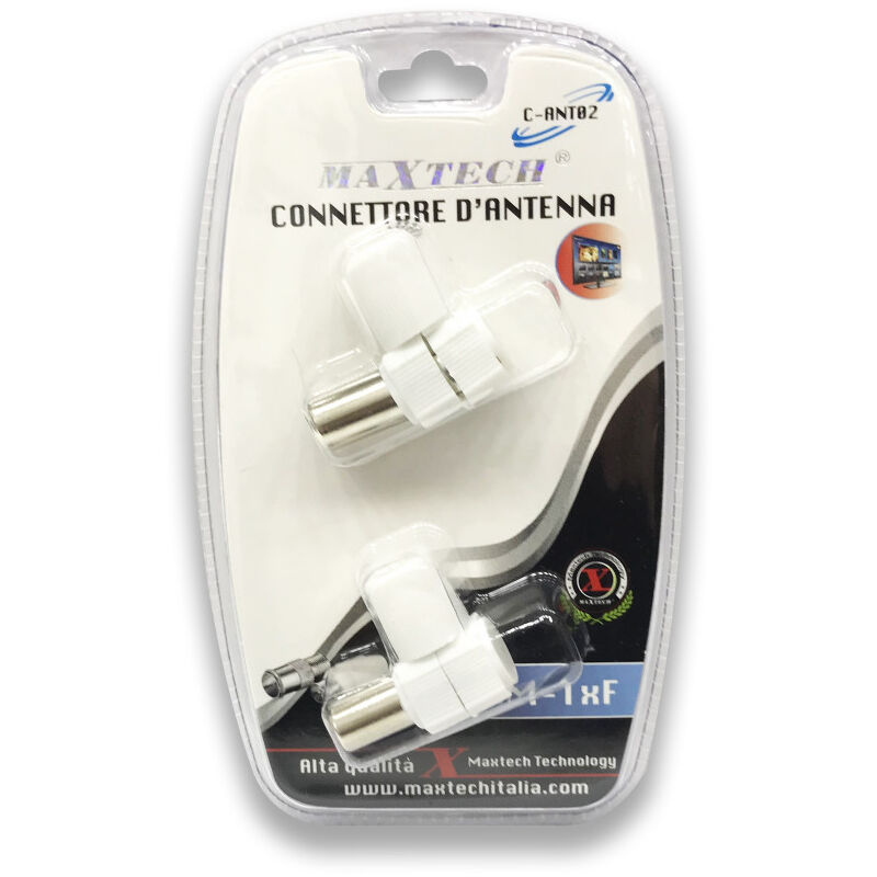 foto del prodotto connettore d antenna tv a 90 per cavo antenna tv maschio femmina c ant02 maxtech