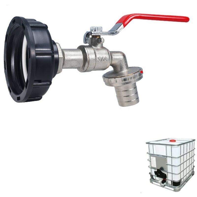 foto del prodotto connettore filettato adattatore serbatoio ibc, rubinetto serbatoio 1000l, rubinetto recupero acqua piovana, rubinetto di scarico, rubinetto, raccordo