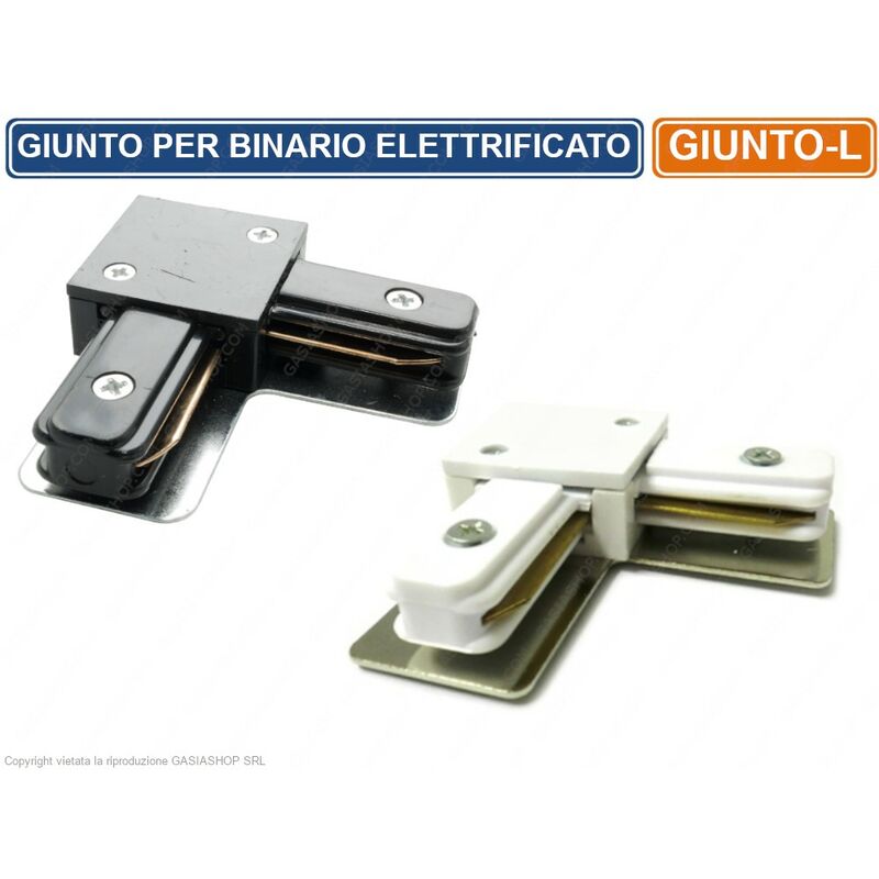 foto del prodotto connettore giunto angolare 90 a l per binari elettrificati monofase track light colore bianco