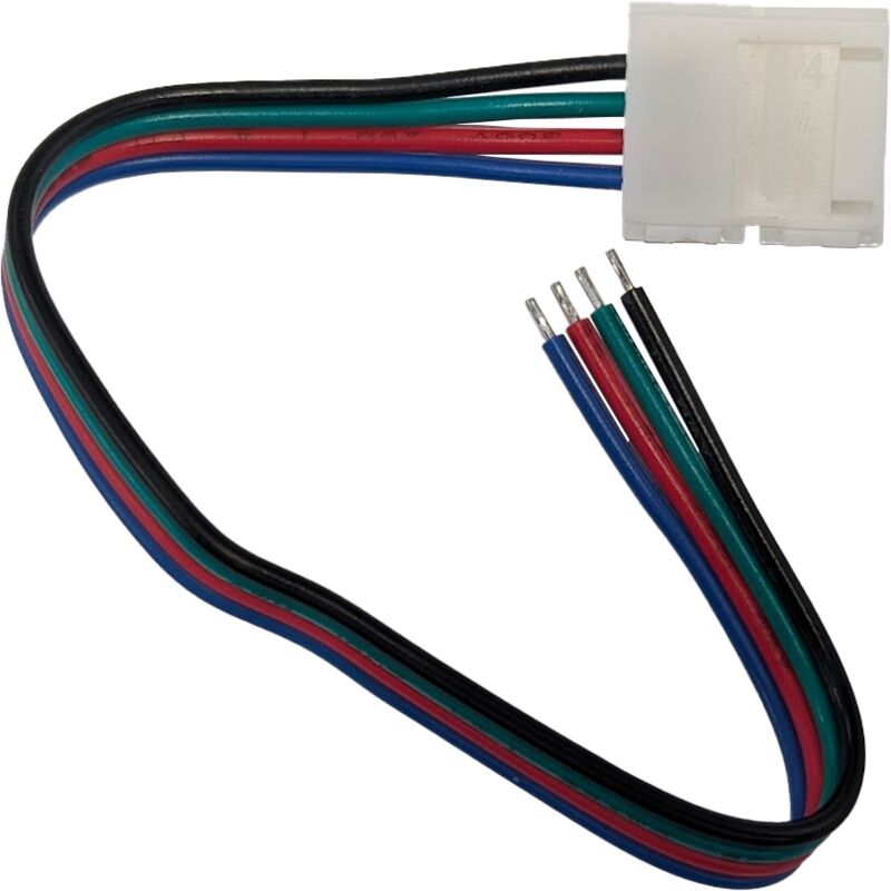foto del prodotto connettore led rgb da 10 mm. connettore su un lato.