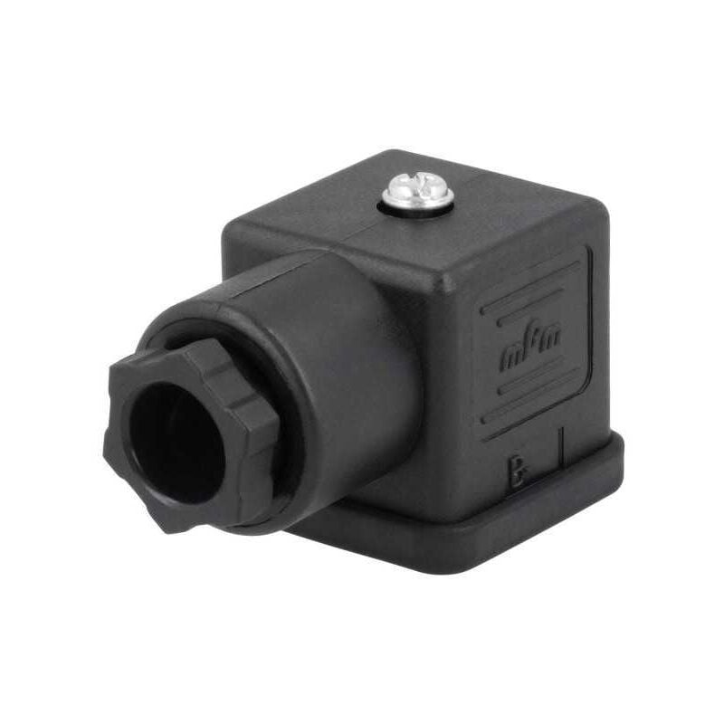 foto del prodotto connettore mpm per elettrovalvola nera 2 poli terra quadrata 18mm