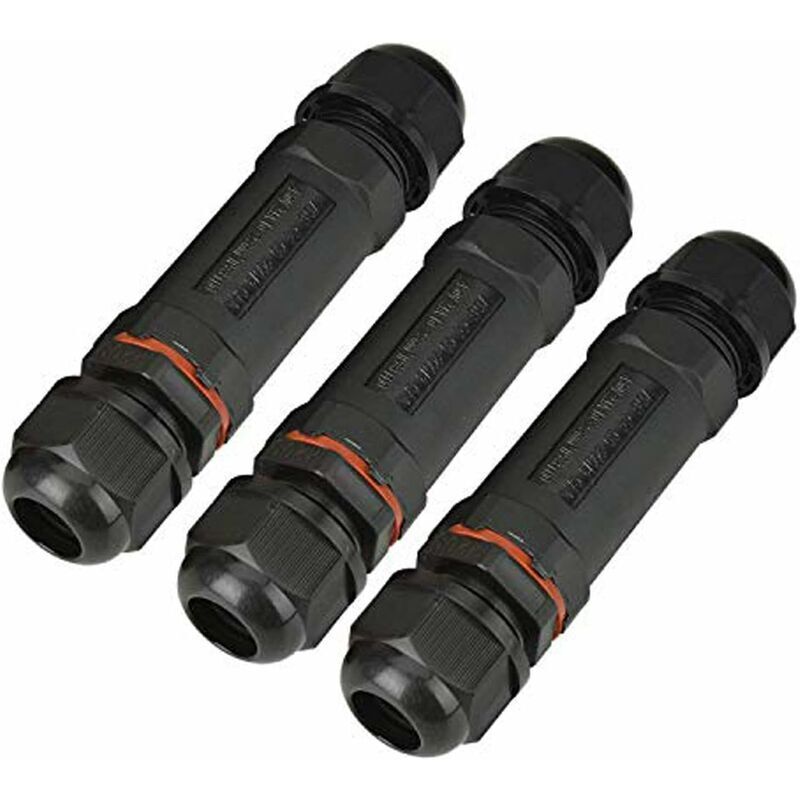 foto del prodotto connettore per cavo, 3 pezzi, impermeabile ip68, scatola di collegamento, manicotto di collegamento per diametro cavo 1 13 mm, nero
