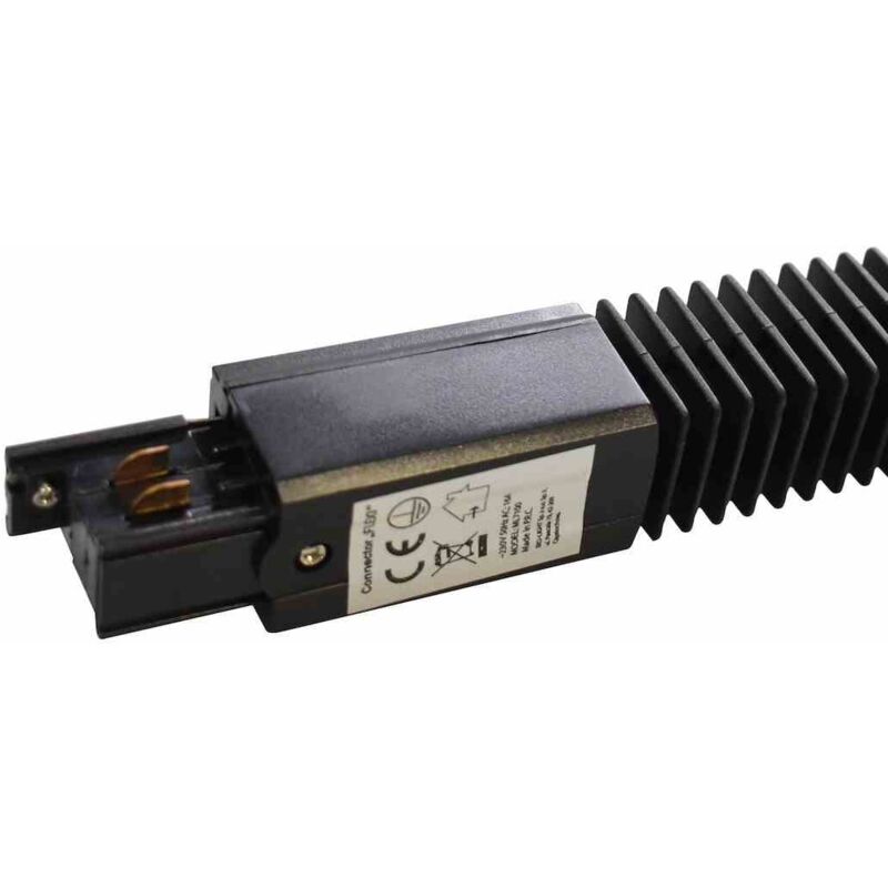 foto del prodotto connettore per lampada da binario nero a 3 circuiti tipo flexi