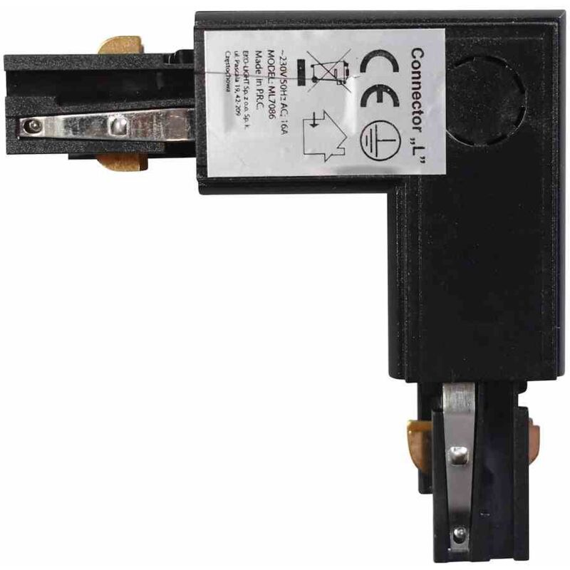 foto del prodotto connettore per lampada da binario nero a 3 circuiti tipo ld