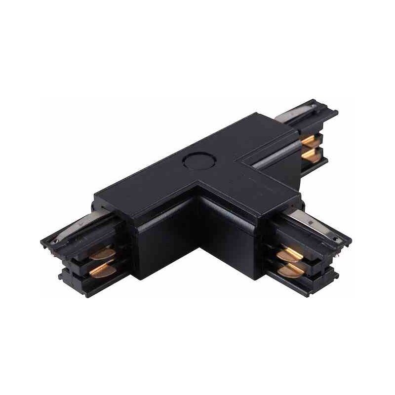 foto del prodotto connettore per lampada da binario nero a 3 circuiti tipo t ul