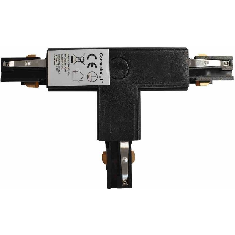 foto del prodotto connettore per lampada da binario nero a 3 circuiti tipo t ur