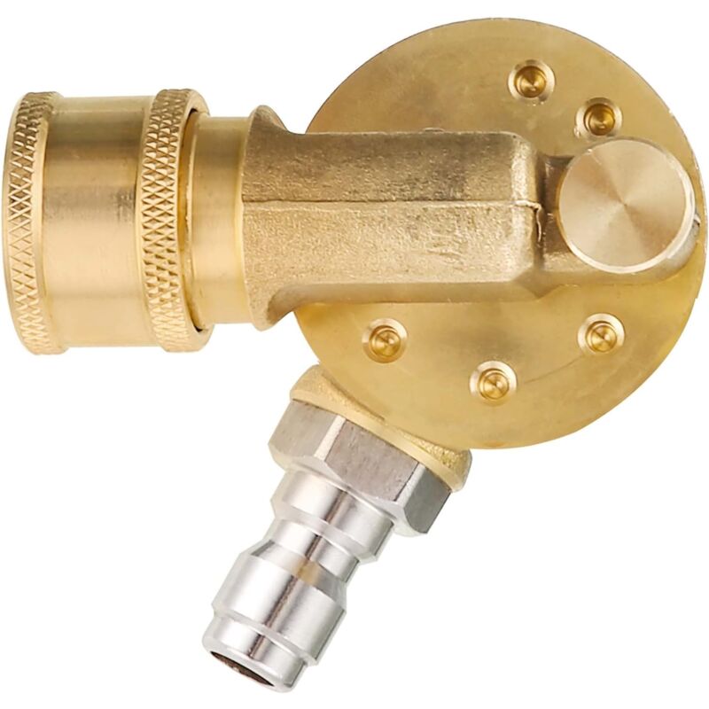 foto del prodotto connettore per pulitore grondaie applicabile, giunto girevole per ugello idropulitrice, rotazione di 240 gradi, attacco rapido da 1 4 , 4500 psi
