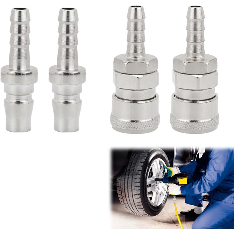 foto del prodotto connettore rapido aria compressa, kit compressore pneumatico aria, ugello pneumatico, giunto rapido pneumatico da 8 mm, connettore maschio e femmina tubo aria compressa, 4 pezzi - bebusingoto