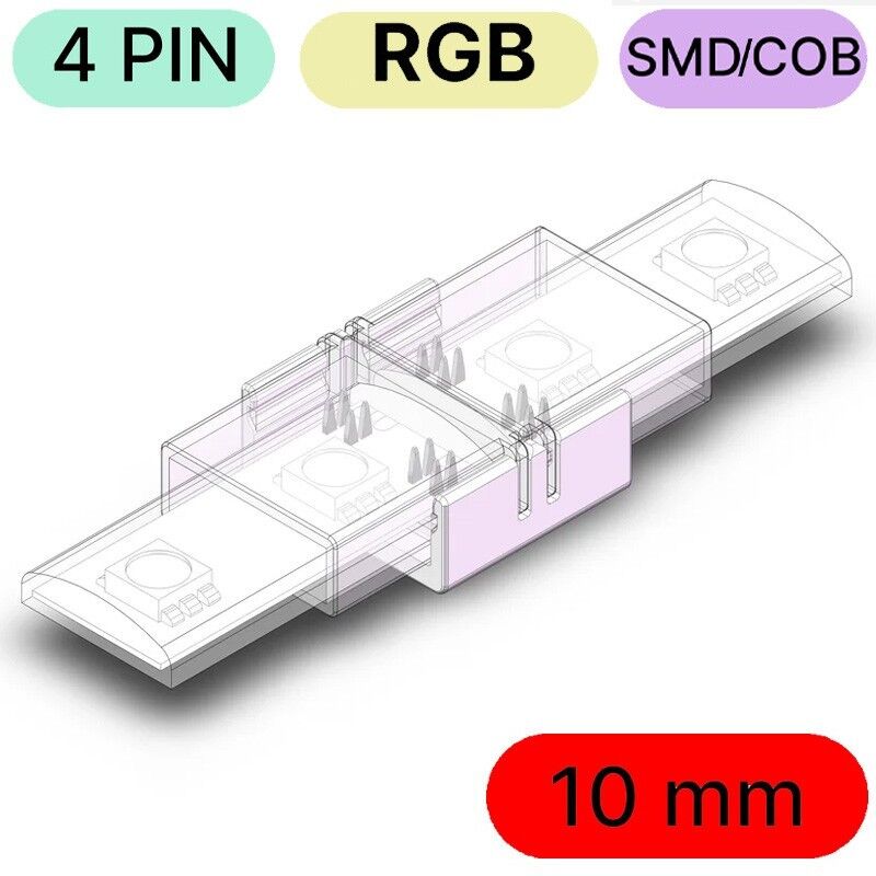 foto del prodotto connettore rapido impermeabile per strisce led cob e smd a 4 pin rgb 10mm