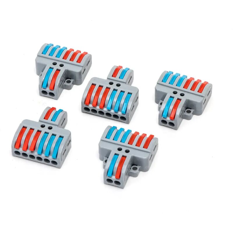 foto del prodotto connettore rapido morsetto cavo elettrico 2 ingressi 6 uscite morsettiera 5 pezzi