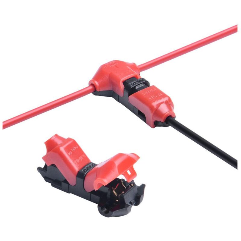 foto del prodotto connettore tipo t a 1 polo con cavo non spellato da 0,5 mm per striscia led ip40 monocolore